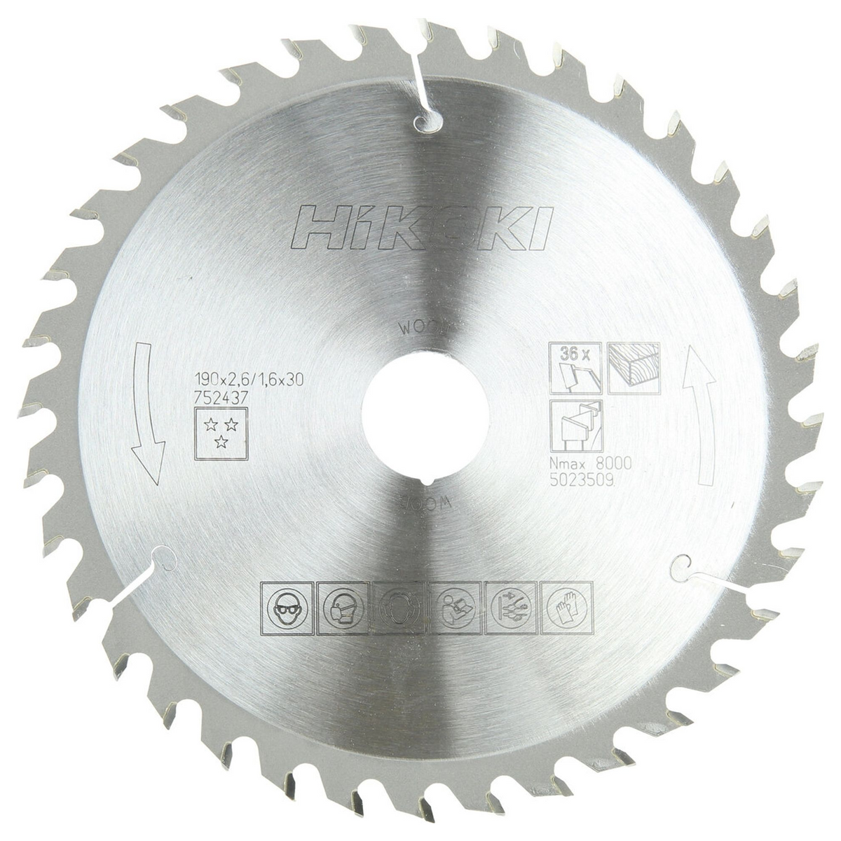 752437 - Lame de scie à bois HiKOKI 752437 190 x 30 mm Z36 à dents alternées