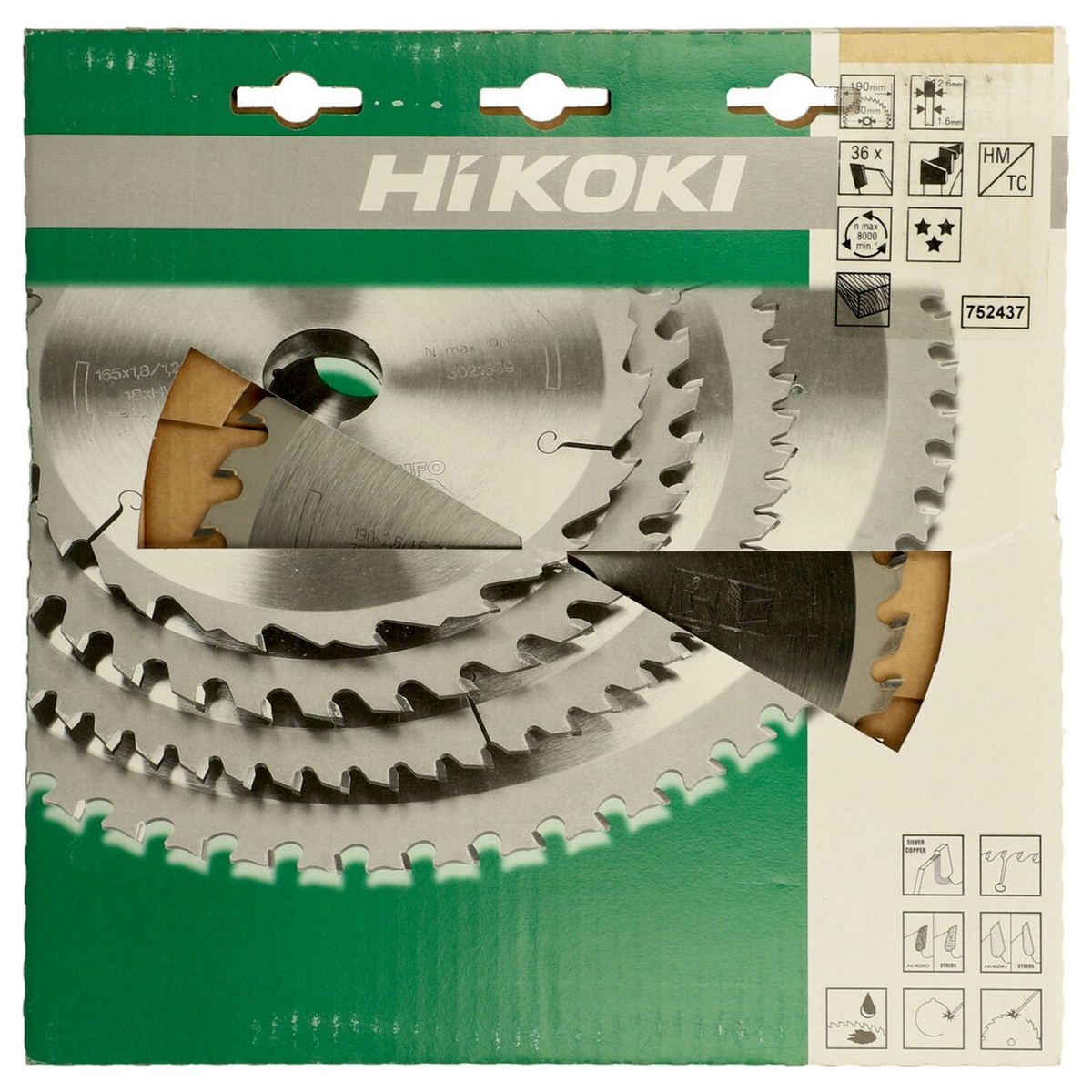 752437 - Lame de scie à bois HiKOKI 752437 190 x 30 mm Z36 à dents alternées - Image 3