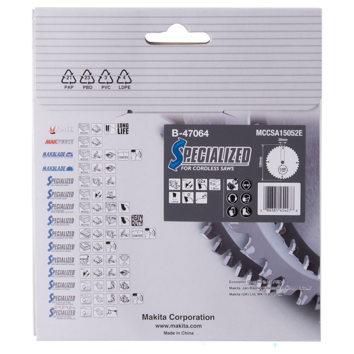 B-47064 - Lama Sega Circolare Makita B-47064 150mm 52T Alluminio - Immagine 5