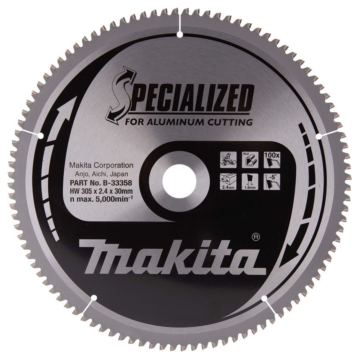 B-33358 - Lame TCT spécialisée Makita B-33358 305x30mm 100T Aluminium - Image 2