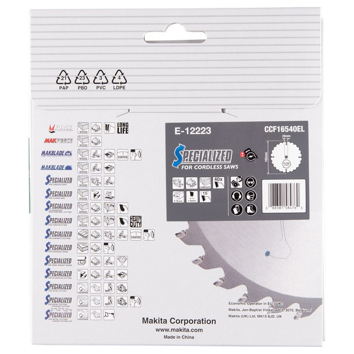 E-12223 - Lame de scie circulaire Makita Efficut E-12223 165x20mm 40T - Image 6
