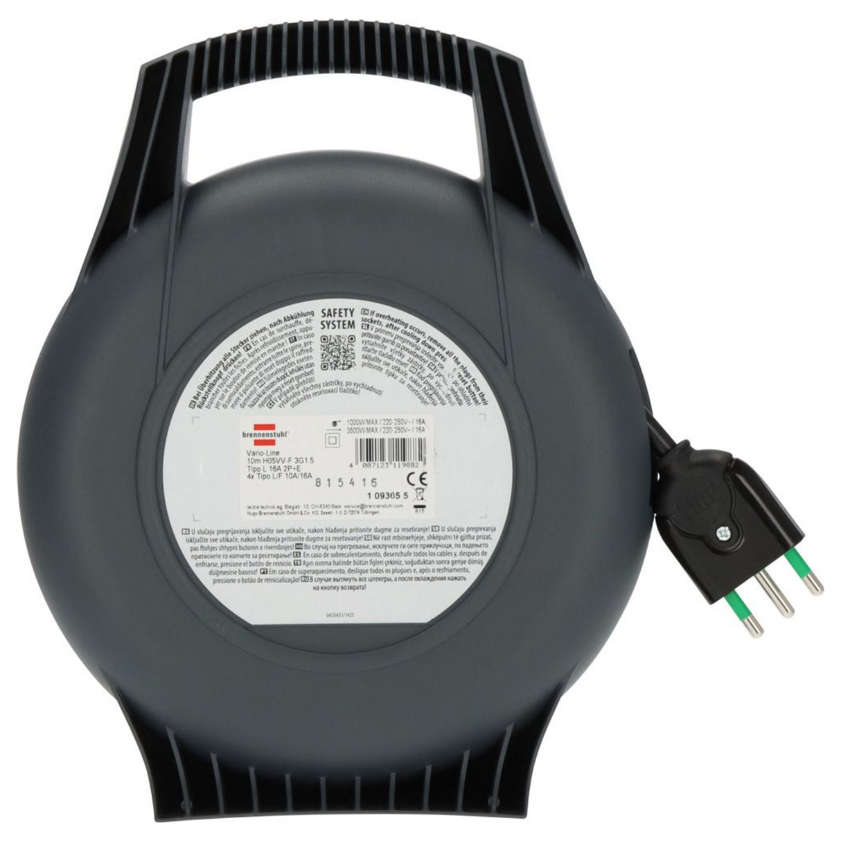 1093655 - Enrouleur de câble Brennenstuhl Vario Line X à 4 prises 10 m H05VV-F 3G1.5 - Image 4