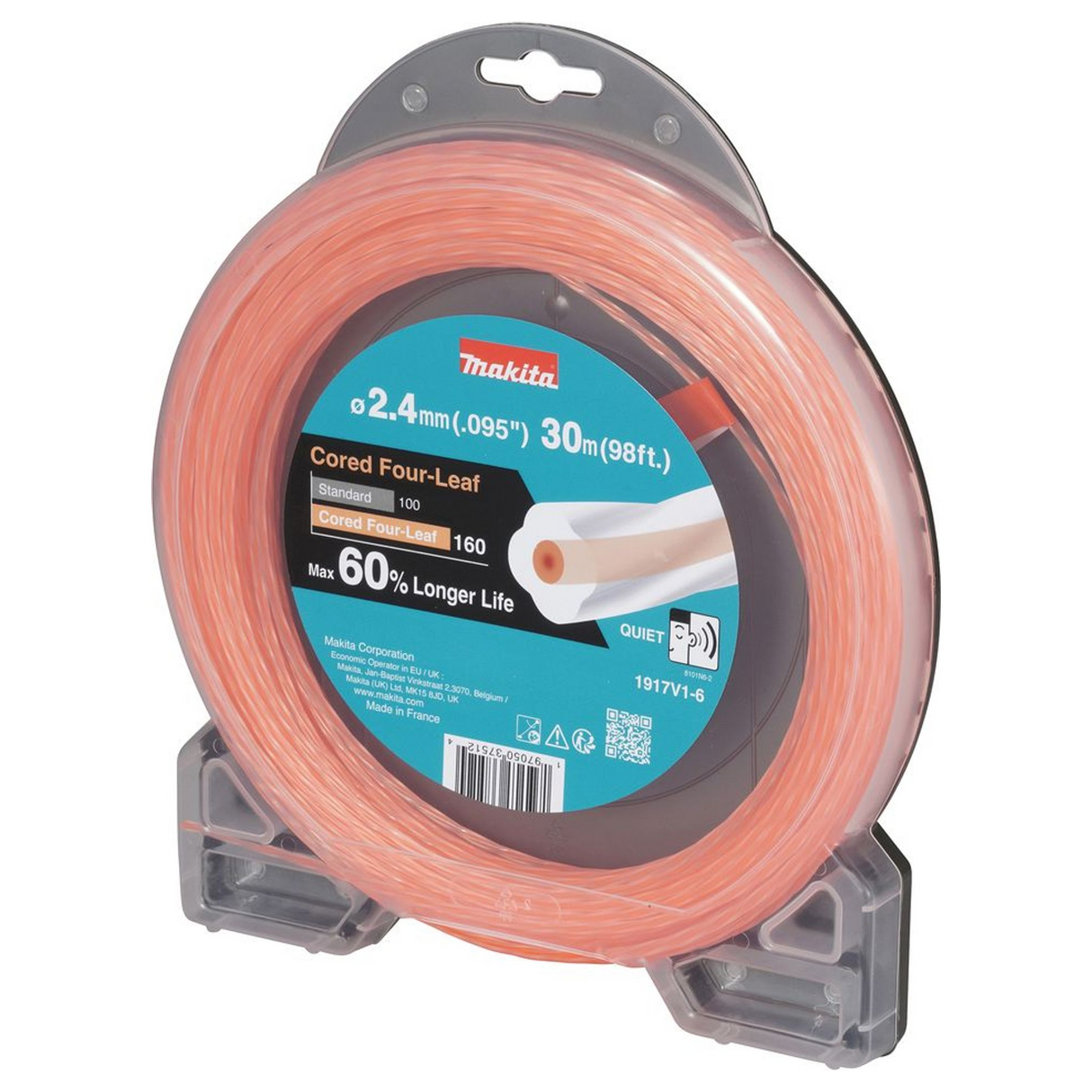 1917V1-6 - Ligne en nylon à quatre feuilles Makita 1917V1-6 2,4 mm orange - Image 3