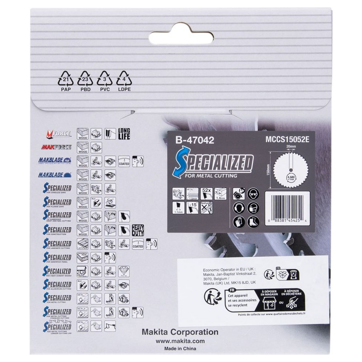 B-47042 - Lame de scie circulaire Makita B-47042 TCT spécialisé 150 mm 52T - Image 4