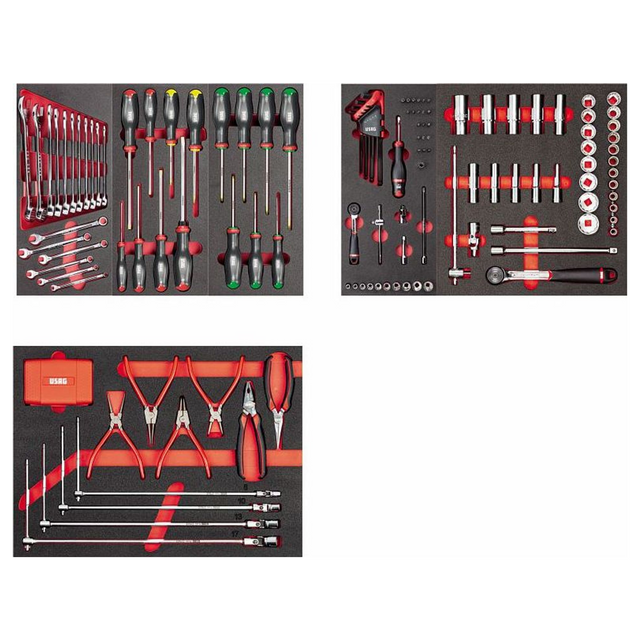 U04950627 - Assortiment pour réparation automobile USAG 495 MAA 3 tiroirs 155 pièces