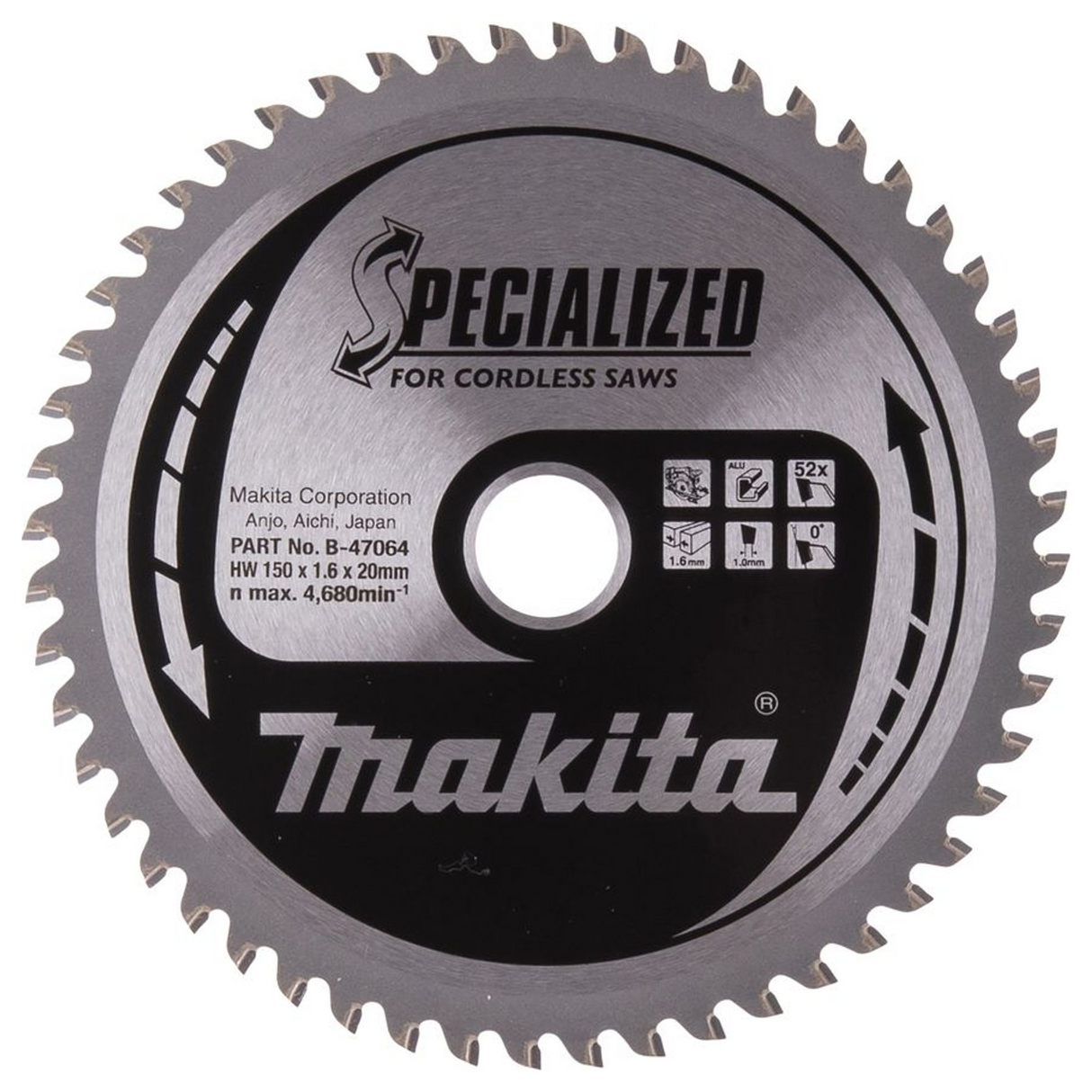 B-47064 - Lame de scie circulaire Makita B-47064 150 mm 52T Aluminium - Image 2