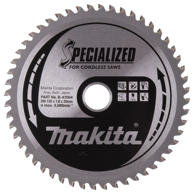 B-47064 - Lame de scie circulaire Makita B-47064 150 mm 52T Aluminium - Image 2