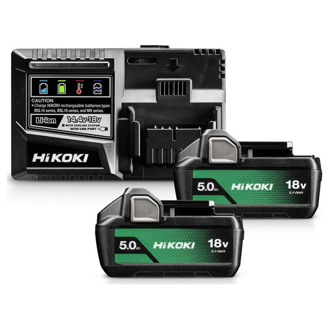 UC18YSL3WKZ - Chargeur de batterie rapide HiKOKI UC18YSL3WKZ 18 V 8 A avec 2 batteries BSL1850MA
