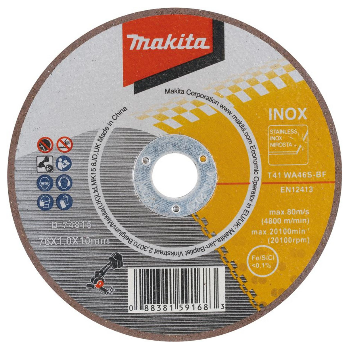D-74815 - Disco da taglio sottile abrasivo Makita D-74815 76x1x10mm - Immagine 2