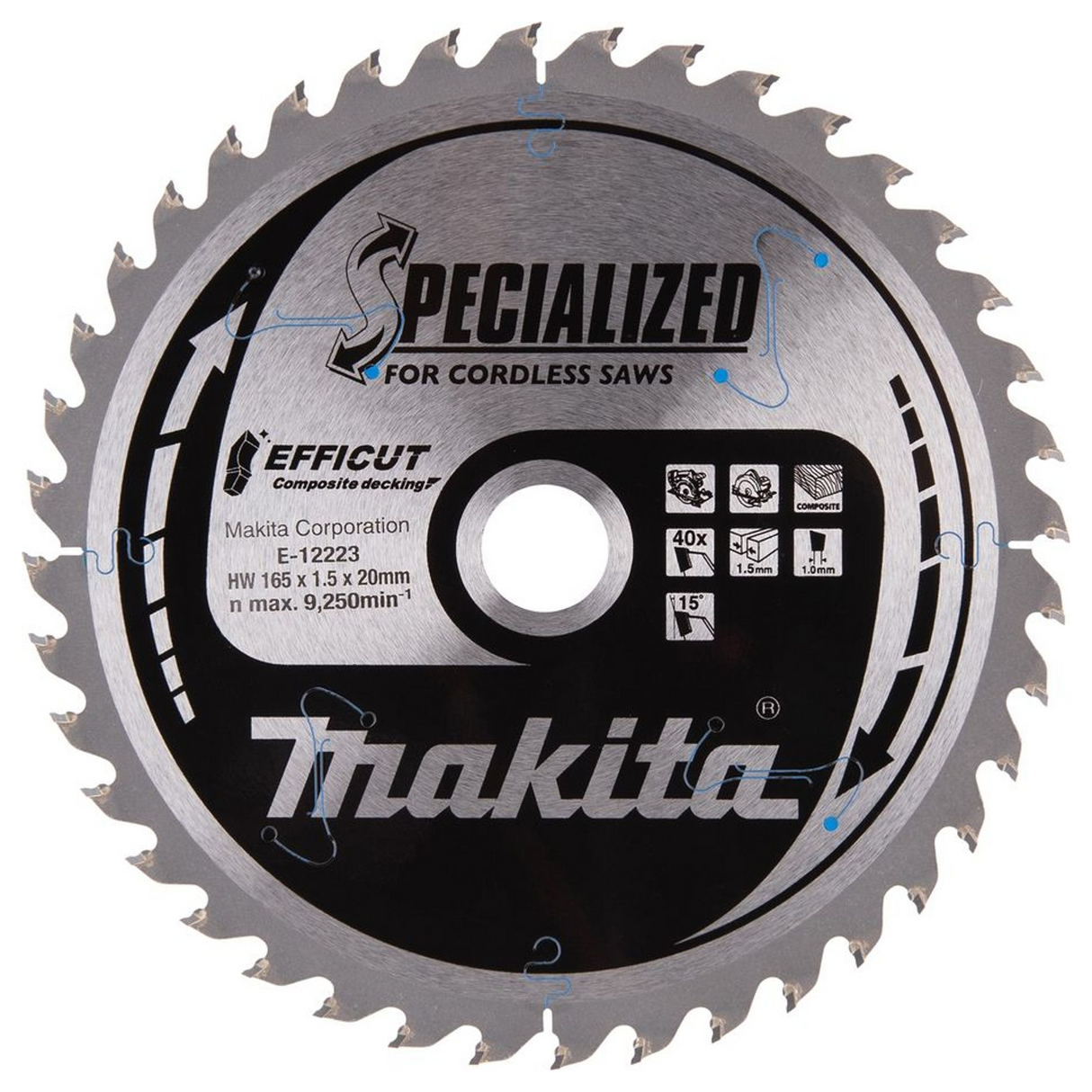 E-12223 - Lame de scie circulaire Makita Efficut E-12223 165x20mm 40T - Image 2