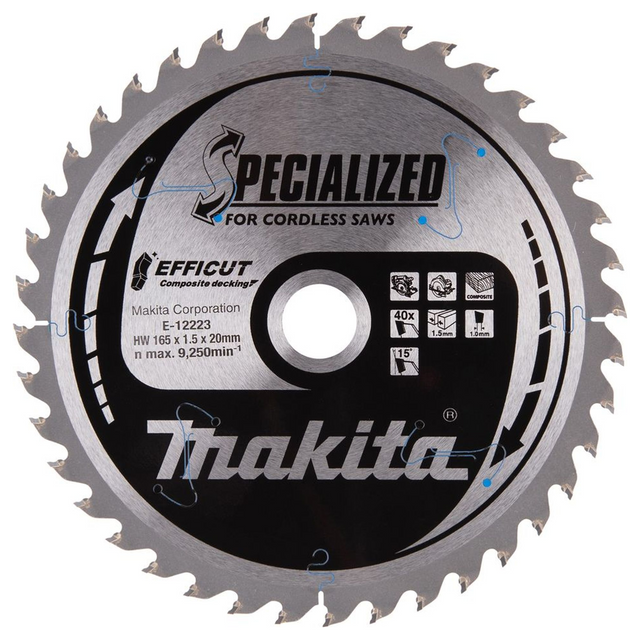 E-12223 - Lame de scie circulaire Makita Efficut E-12223 165x20mm 40T - Image 2