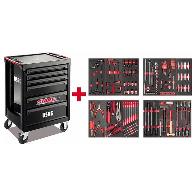 U05161639 - Chariot USAG DÉMARREZ avec l'assortiment d'entretien X-Grip de 144 pièces