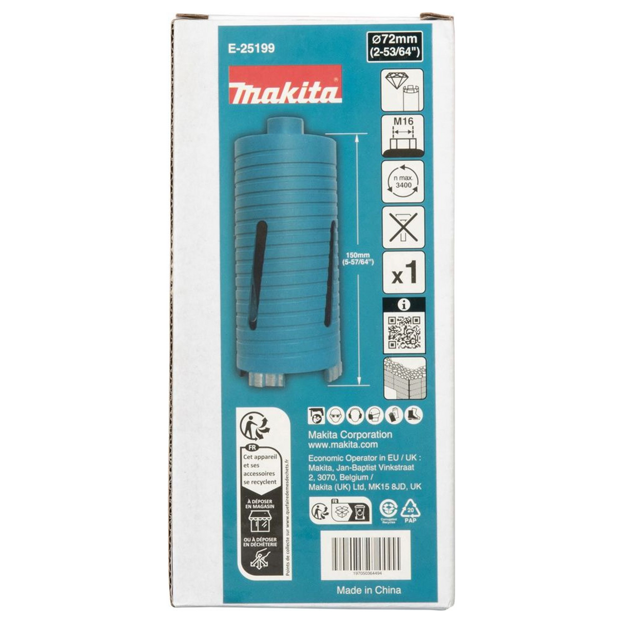 E-25199 - Couronne de diamant Makita E-25199 72x150mm M16 - Image 5