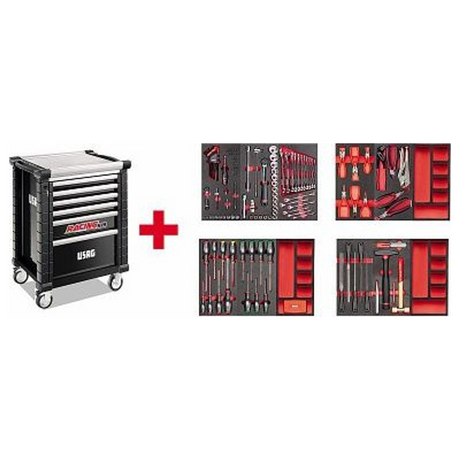 U05191628 - Chariot USAG 519 RS6/3NMM Racing avec assortiment d'entretien 495 MB 156 pièces