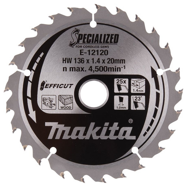E-12120 - Lama Circolare Makita Efficut E-12120 136mm 25T - Immagine 2