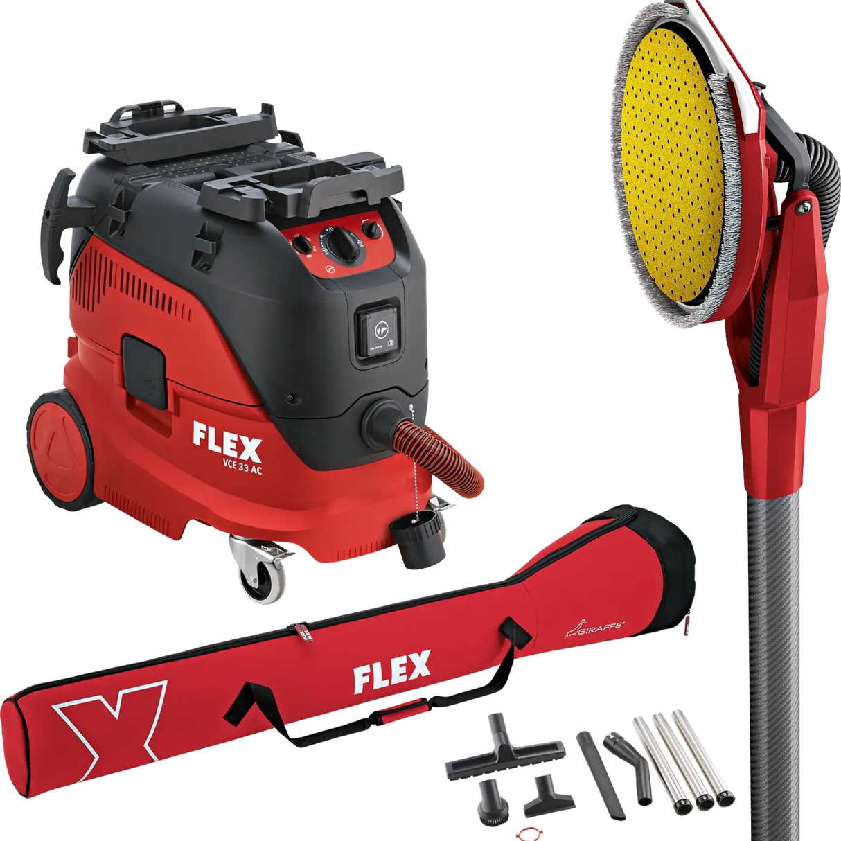 536627 - Kit combiné Flex Ensemble VCE 33 M AC + ponceuse à main GE 6 R-EC Giraffe + aspirateur M-Class 30L