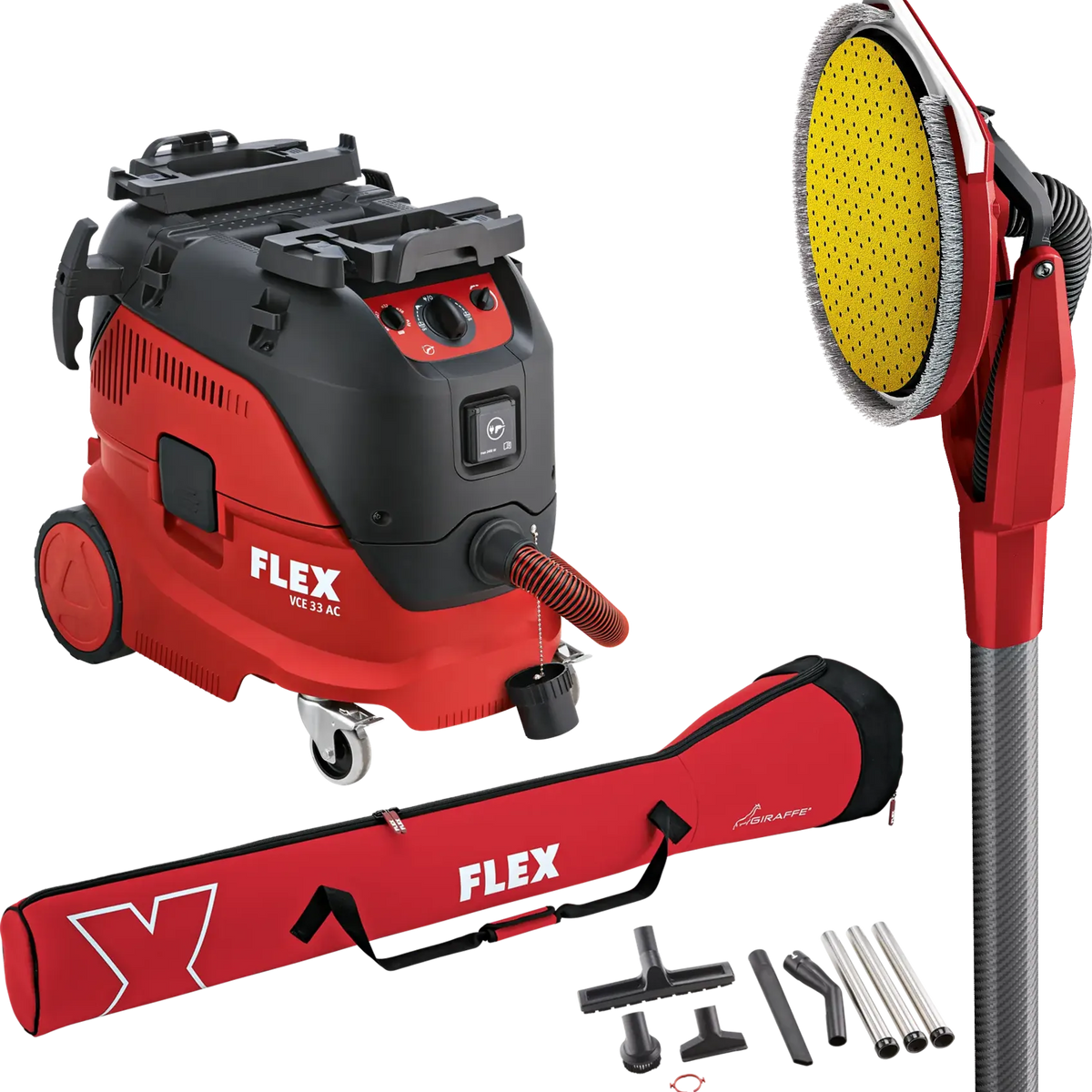 536627 - Kit combiné Flex Ensemble VCE 33 M AC + ponceuse à main GE 6 R-EC Giraffe + aspirateur M-Class 30L