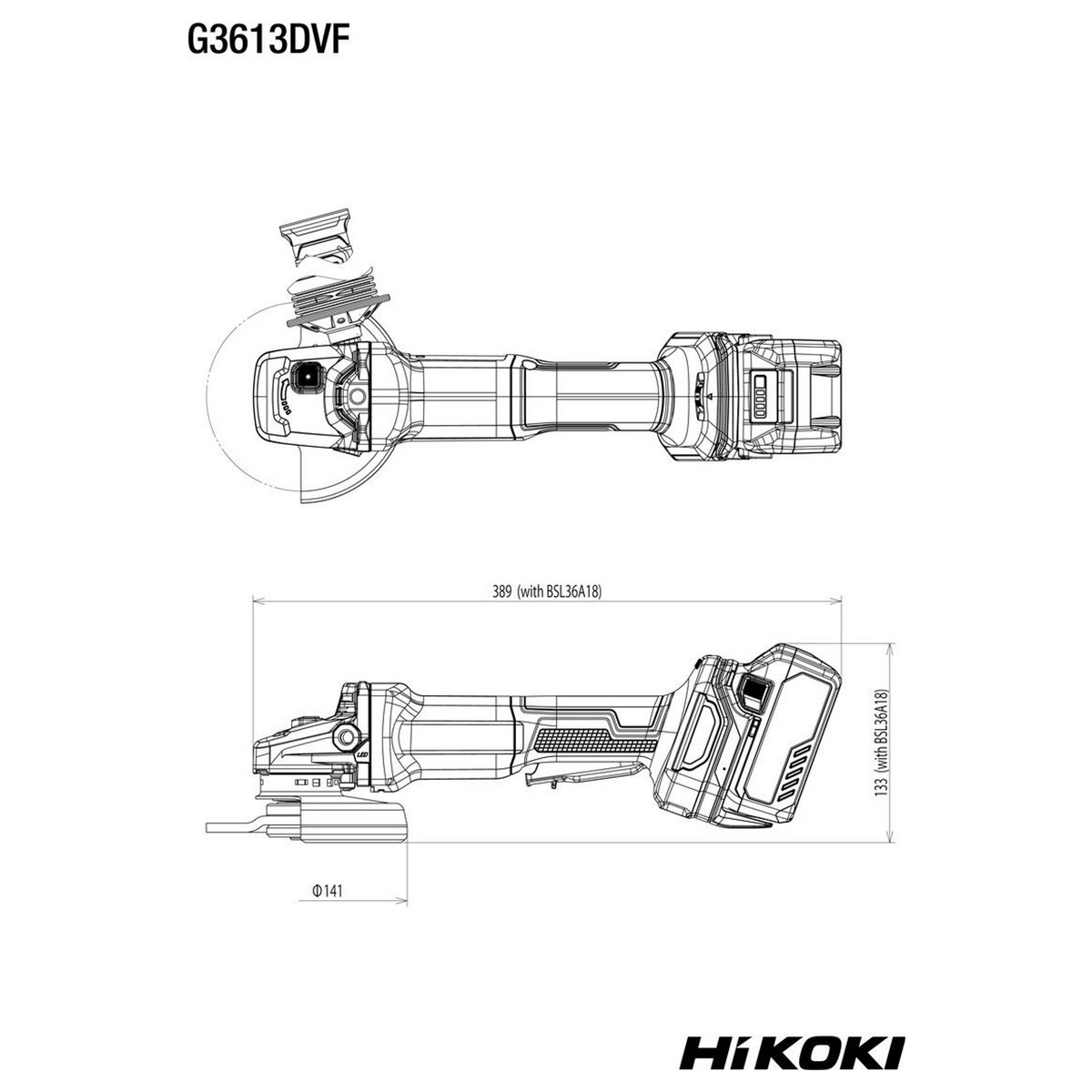 G3613DVFW2Z - Meuleuse d'angle HiKOKI G3613DVFW2Z 36 V 125 mm - Image 12
