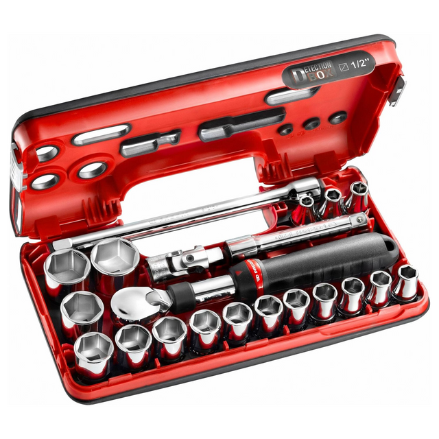SXL.DBOX1PB - Coffret de douilles Facom SXL.DBOX1PB 1/2" avec cliquet extensible 21 pièces